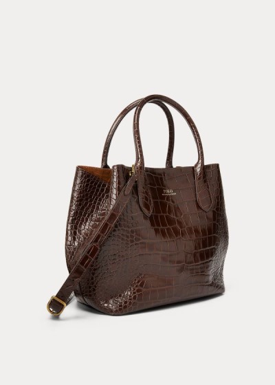 Bolsos De Mano Polo Ralph Lauren Mujer Chocolate - Embossed Medium Bellport - ELWHQ1453